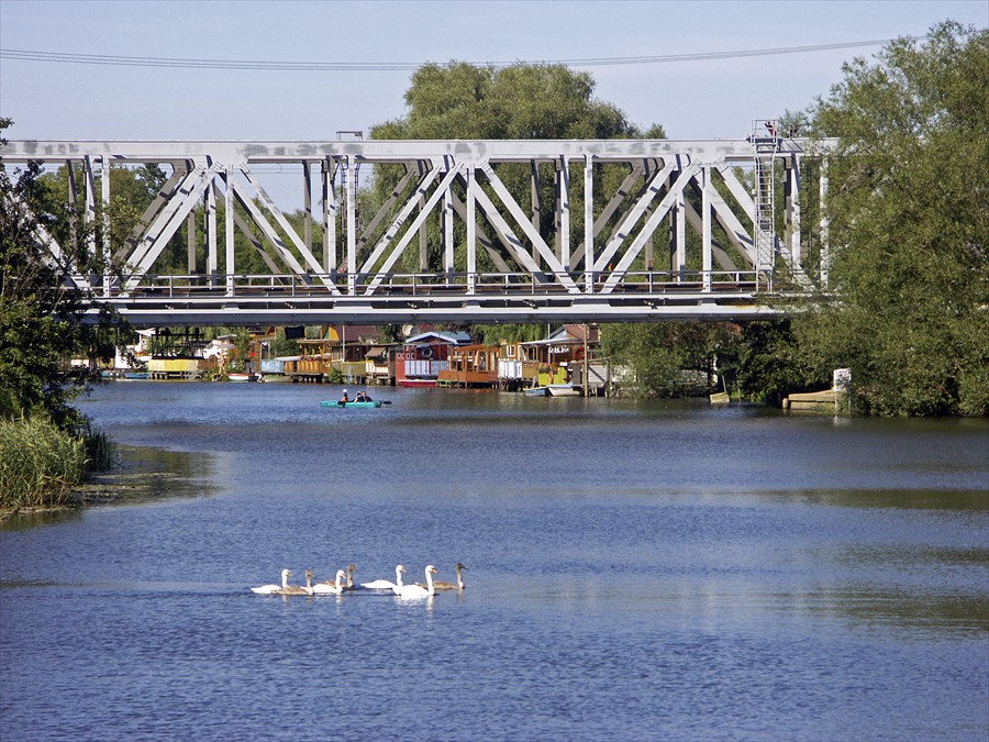 An der Brücke der Eisenbahnlinie Rostock – Stralsund (Foto: Berth Brinkmann)