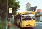 Ein ehemaliger Kieler Gelenkbus 1993 auf der Linie 23 am Mühlendamm. (Archiv: Rostocker Nahverkehrsfreunde)